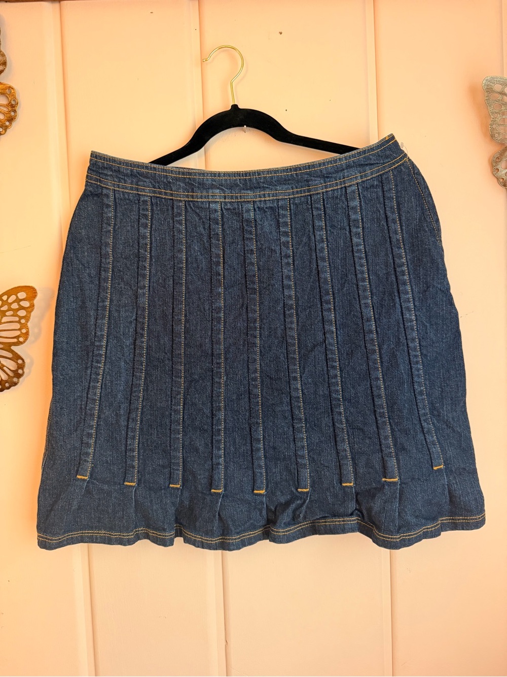 Tommy Hilfiger Dark Blue Pleated Denim Mini Skirt sz8